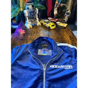 Rockstar Originals Track Jacket Men's Small Blue Velour Long Sleeve Full Zip